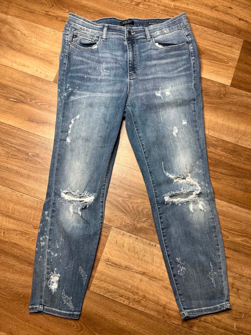 JUDY BLUE Sz. 14W Jeans Stretch Distressed  Relaxed Fit 5-Pocket Medium Wash